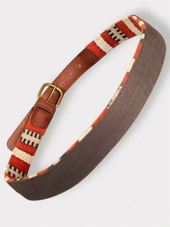 Lucky Brand Woven Leather Trim Belt 29-33 Inches - Picture 5 of 12